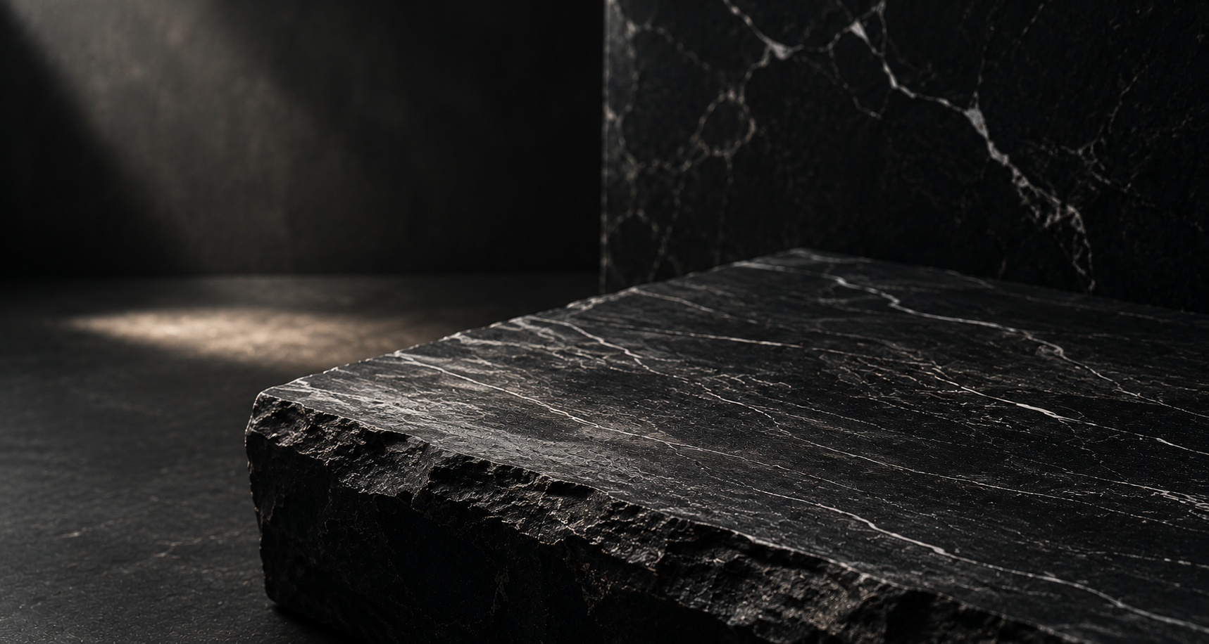 Natural black marble with unique veining, formed over millions of years and chosen for timeless objects by River & Root.