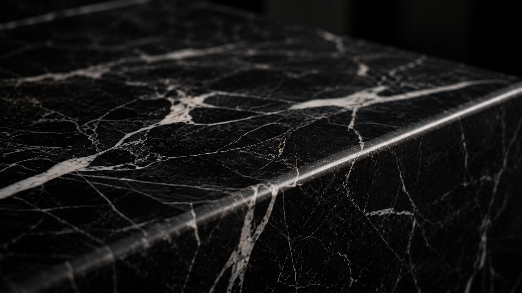 Solid natural marble selected for its durability, weight and distinctive veining patterns.